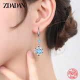 925 Silver Zircon Petal Dangle Earrings Women Party Jewelry