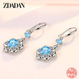 925 Silver Zircon Petal Dangle Earrings Women Party Jewelry