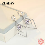 925 Silver Zircon Geometric Earrings Wedding Jewelry