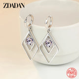 925 Silver Zircon Geometric Earrings Wedding Jewelry