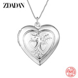 925 Silver Heart Frame Necklace Women Snake Chain Wedding Jewelry