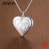 925 Silver Heart Frame Necklace Women Snake Chain Wedding Jewelry