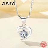 Heart Zircon Pendant in 999 Sterling Silver Necklace