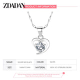 Heart Zircon Pendant in 999 Sterling Silver Necklace