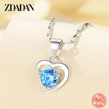 Heart Zircon Pendant in 999 Sterling Silver Necklace