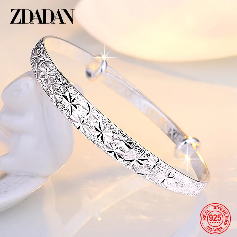 Adjustable 925 Silver Bangle For Women Wedding Jewelry