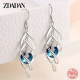 Arrival 925 Silver Crystal Long Dangle Earrings Wedding Charm Jewelry