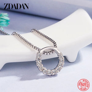 925 Sterling Silver Round Circle Necklace For Women