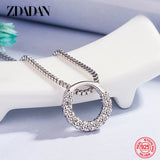 925 Sterling Silver Round Circle Necklace For Women