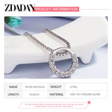 925 Sterling Silver Round Circle Necklace For Women