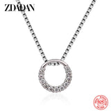 925 Sterling Silver Round Circle Necklace For Women