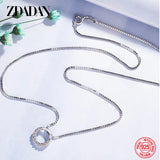 925 Sterling Silver Round Circle Necklace For Women