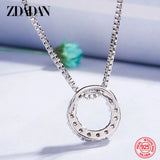 925 Sterling Silver Round Circle Necklace For Women