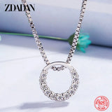925 Sterling Silver Round Circle Necklace For Women