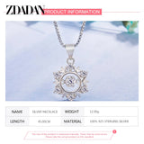 925 Sterling Silver Snowflake Crystal Necklace Chain For Women