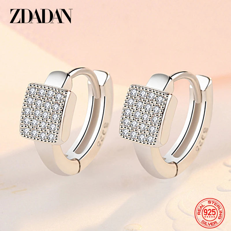 925 Silver Zircon Hoop Earrings Wedding Jewelry
