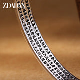 925 Silver Heart Sutra Letter Bracelet Cuff for Women