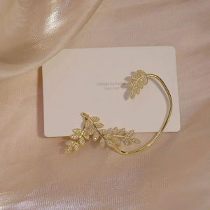Zircon Ear Cuff Earrings Leaf Surround Stud Sweet Jewelry