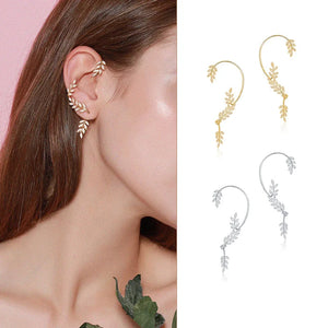 Zircon Ear Cuff Earrings Leaf Surround Stud Sweet Jewelry