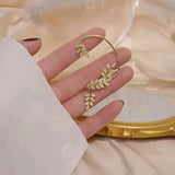 Zircon Ear Cuff Earrings Leaf Surround Stud Sweet Jewelry