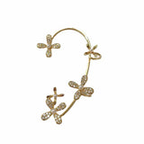 Zircon Pearl Flower Ear Bones Clip Women's Earrings Ear Cuff