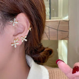 Zircon Pearl Flower Ear Bones Clip Women's Earrings Ear Cuff