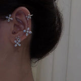 Zircon Pearl Flower Ear Bones Clip Women's Earrings Ear Cuff