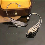 Feather Ear Stud Ear Cuff Zircon Clip Lady Jewelry