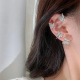 Feather Ear Stud Ear Cuff Zircon Clip Lady Jewelry