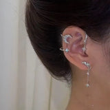 Feather Ear Stud Ear Cuff Zircon Clip Lady Jewelry