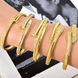 Zircon Bracelet 18K Plated Snake Geometry Twist Bangle