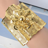 Big Bangle Hollow Flower Style Women Copper Plated Adjustable Gift