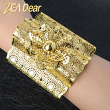 Big Bangle Hollow Flower Style Women Copper Plated Adjustable Gift