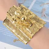 Big Bangle Hollow Flower Style Women Copper Plated Adjustable Gift