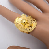Dubai Flower Bangle With Ring Set - Bridal Wedding Ethiopian Jewelry