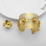 Dubai Flower Bangle With Ring Set - Bridal Wedding Ethiopian Jewelry