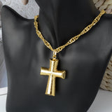 Latin Cross Pendant Necklace for Men, Brush Copper Finish, Daily Wear Gift