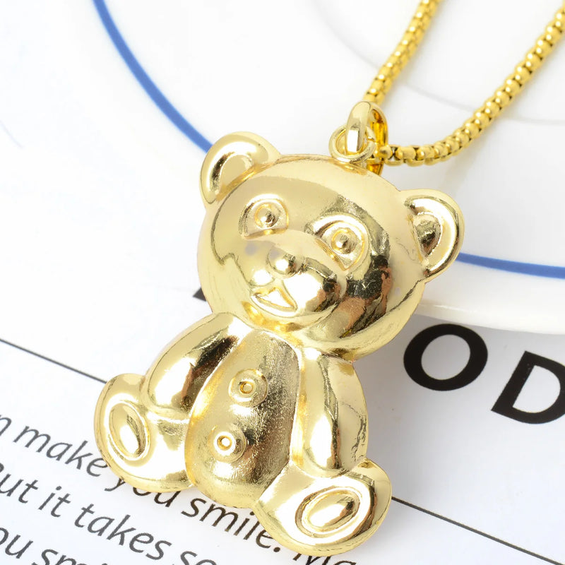18k Teddy Bear Pendant Necklace Dubai Statement Necklace for Women