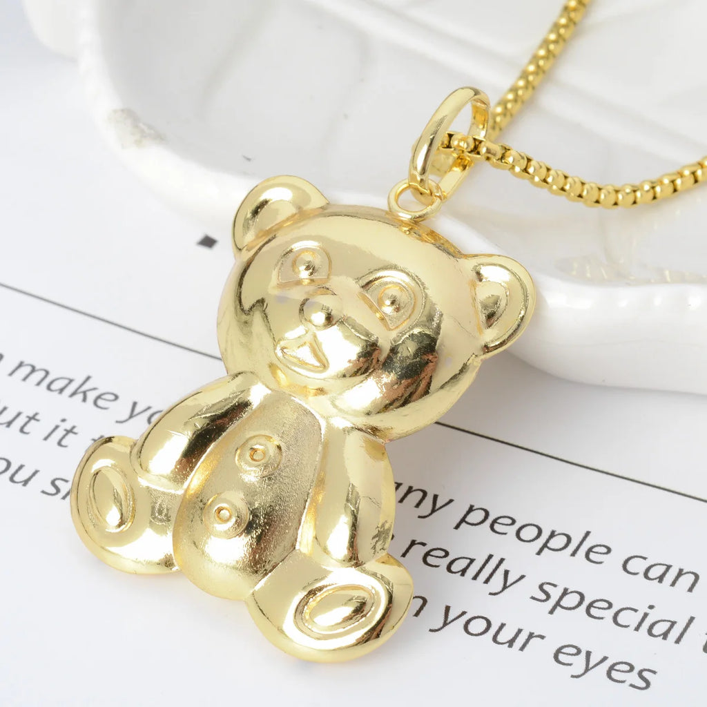 18k Teddy Bear Pendant Necklace Dubai Statement Necklace for Women