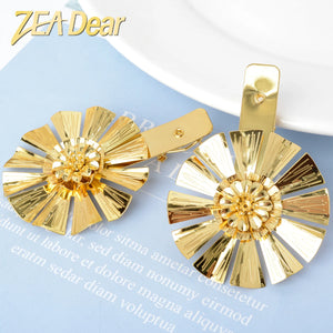 Romantic Round Flower Copper Earrings for Women Lady
