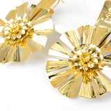 Romantic Round Flower Copper Earrings for Women Lady