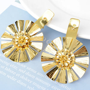 Romantic Round Flower Copper Earrings for Women Lady