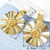 Romantic Round Flower Copper Earrings for Women Lady