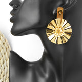 Romantic Round Flower Copper Earrings for Women Lady
