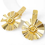 Romantic Round Flower Copper Earrings for Women Lady