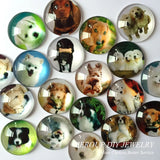 12mm 20mm Dog Glass Cabochons Mixed Pattern for Jewelry