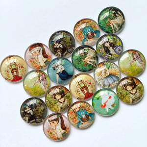 Mixed Pattern Glass Cabochons 12mm 20mm Domed Round Jewelry Supplies BCH052