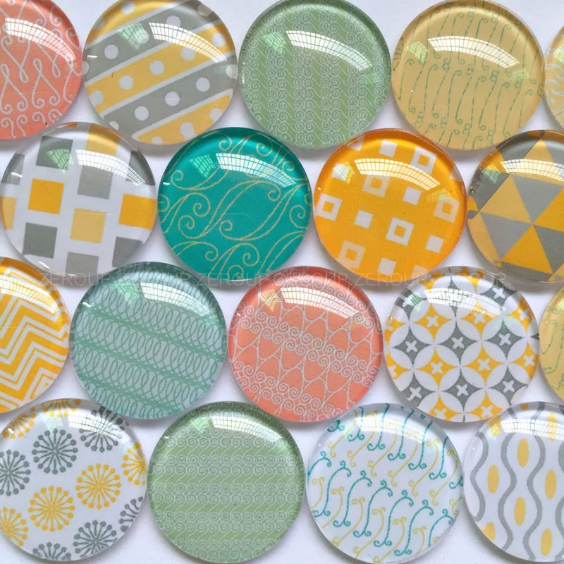 12mm 20mm Mixed Pattern Glass Cabochons for Jewelry BCH211