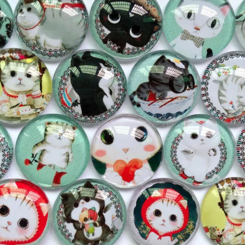 Mixed Pattern Domed Round Glass Cabochons 12mm 20mm Jewelry BCH221