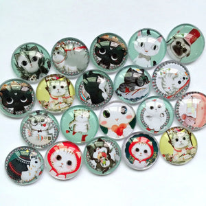 Mixed Pattern Domed Round Glass Cabochons 12mm 20mm Jewelry BCH221